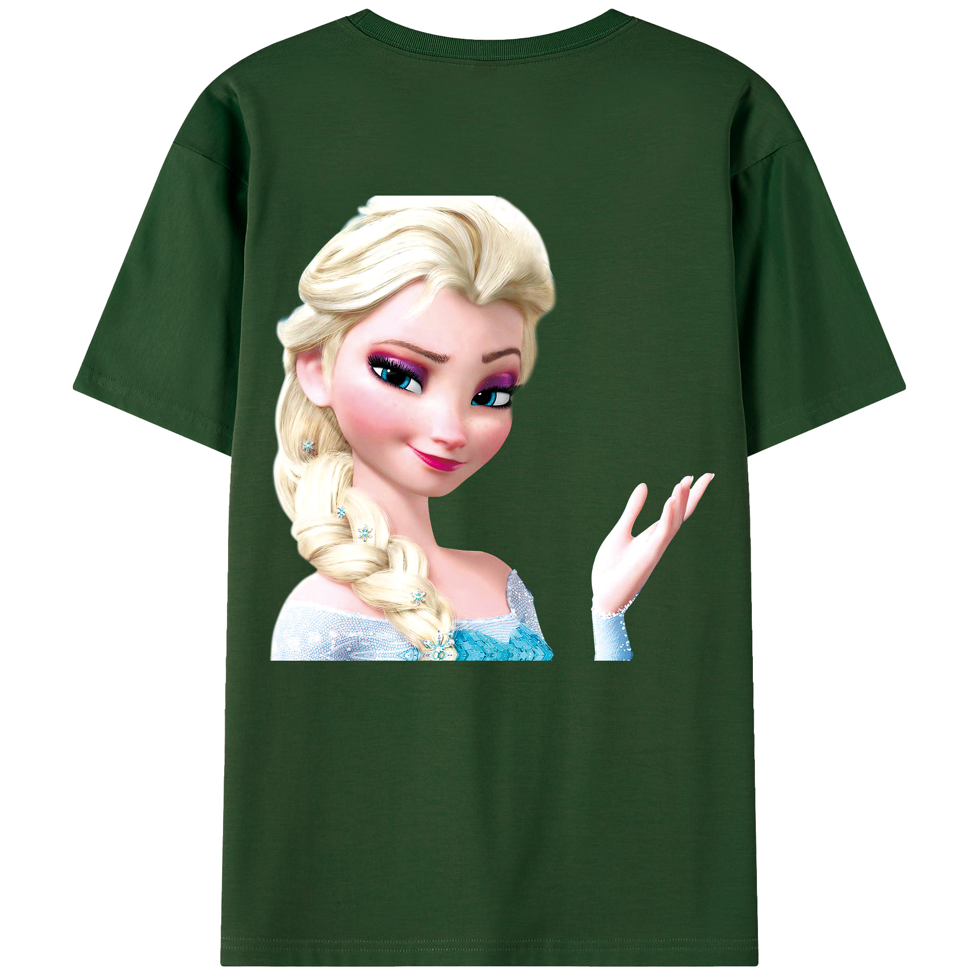 （画像用） アナと雪の女王 アンナ エルサ Frozen Anna Elsa 綿100％半袖Tシャツ（背面プリント）
